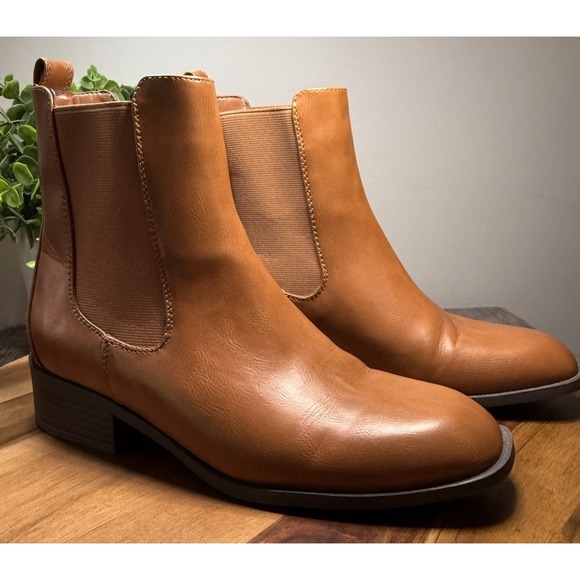 JF Just Fab Women's Vernetta  Chelsea Slip On Ankle Boots Booties Size 8.5 Brown - Picture 1 of 9